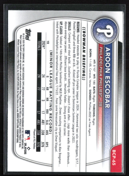 Aroon Escobar 1st Bowman Mojo