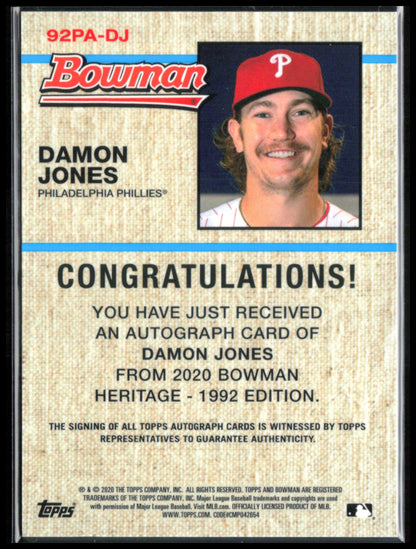 Damon Jones Auto 2020 Bowman Heritage
