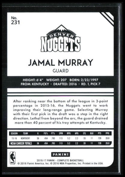 Jamal Murray RC 2016-17 Panini Complete