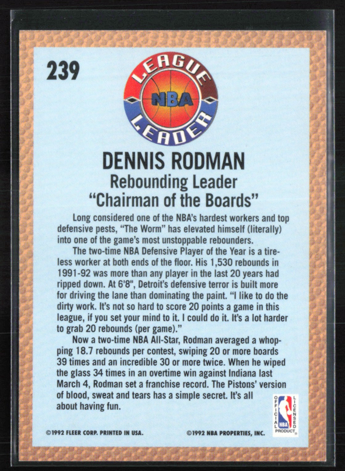 Dennis Rodman 1992 Fleer
