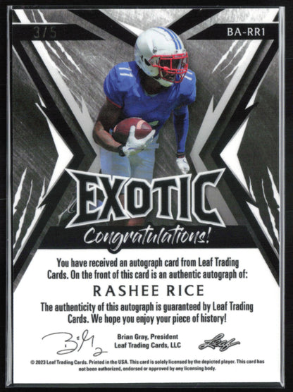 Rashee Rice RC Auto Giraffe /5 2023 Leaf Exotic