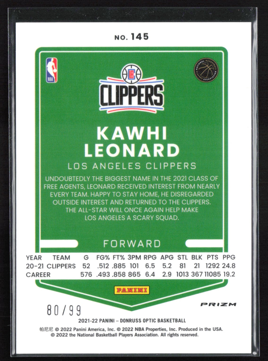 Kawhi Leonard Red Holo /99