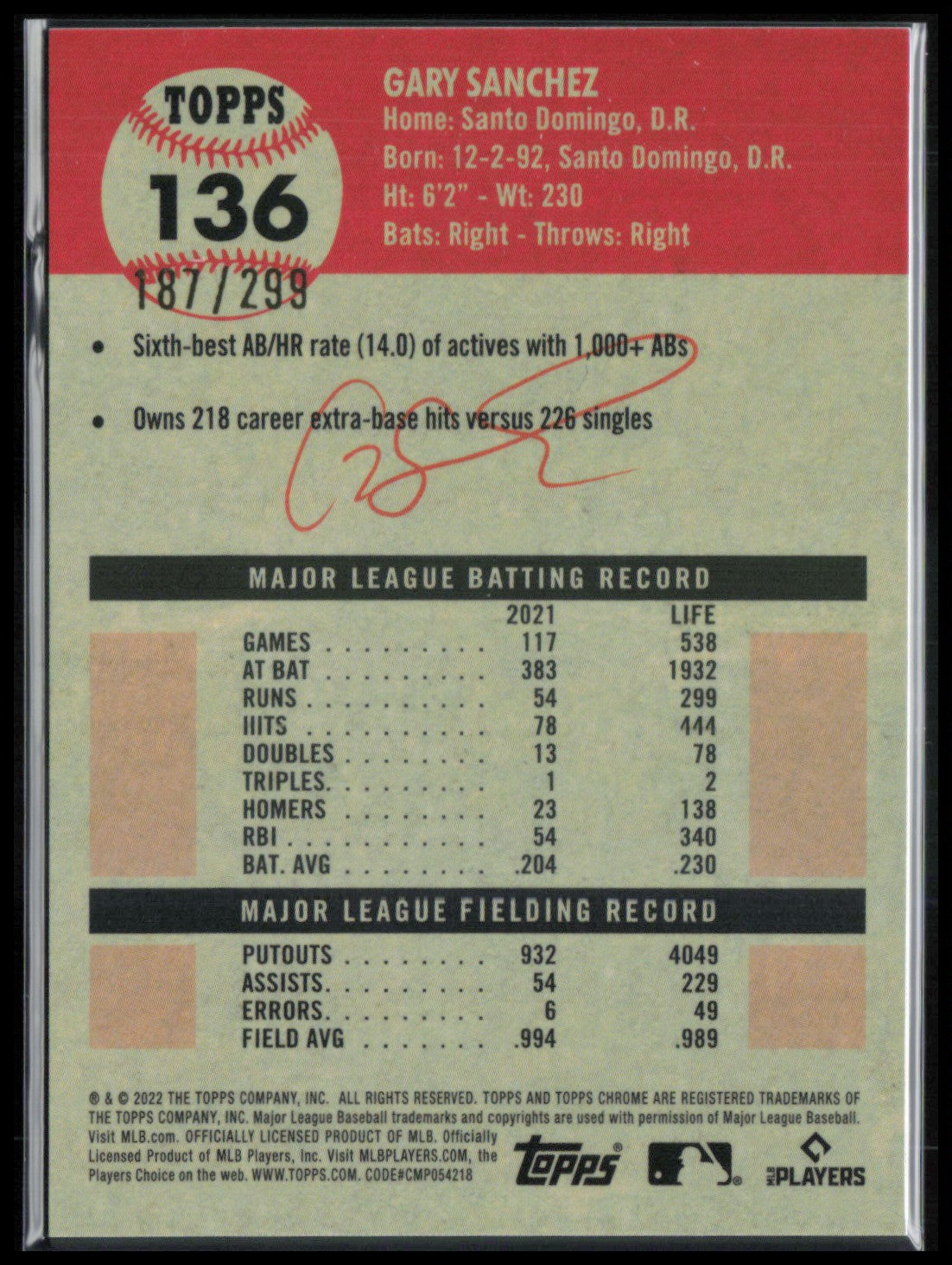 Gary Sanchez Aqua Lava /299