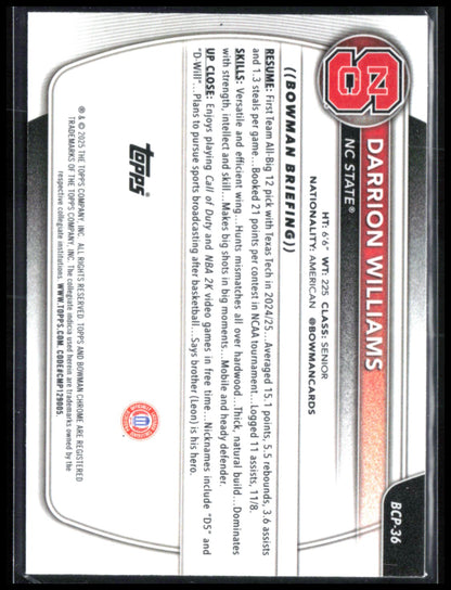 Darrion Williams 1st Bowman Mojo