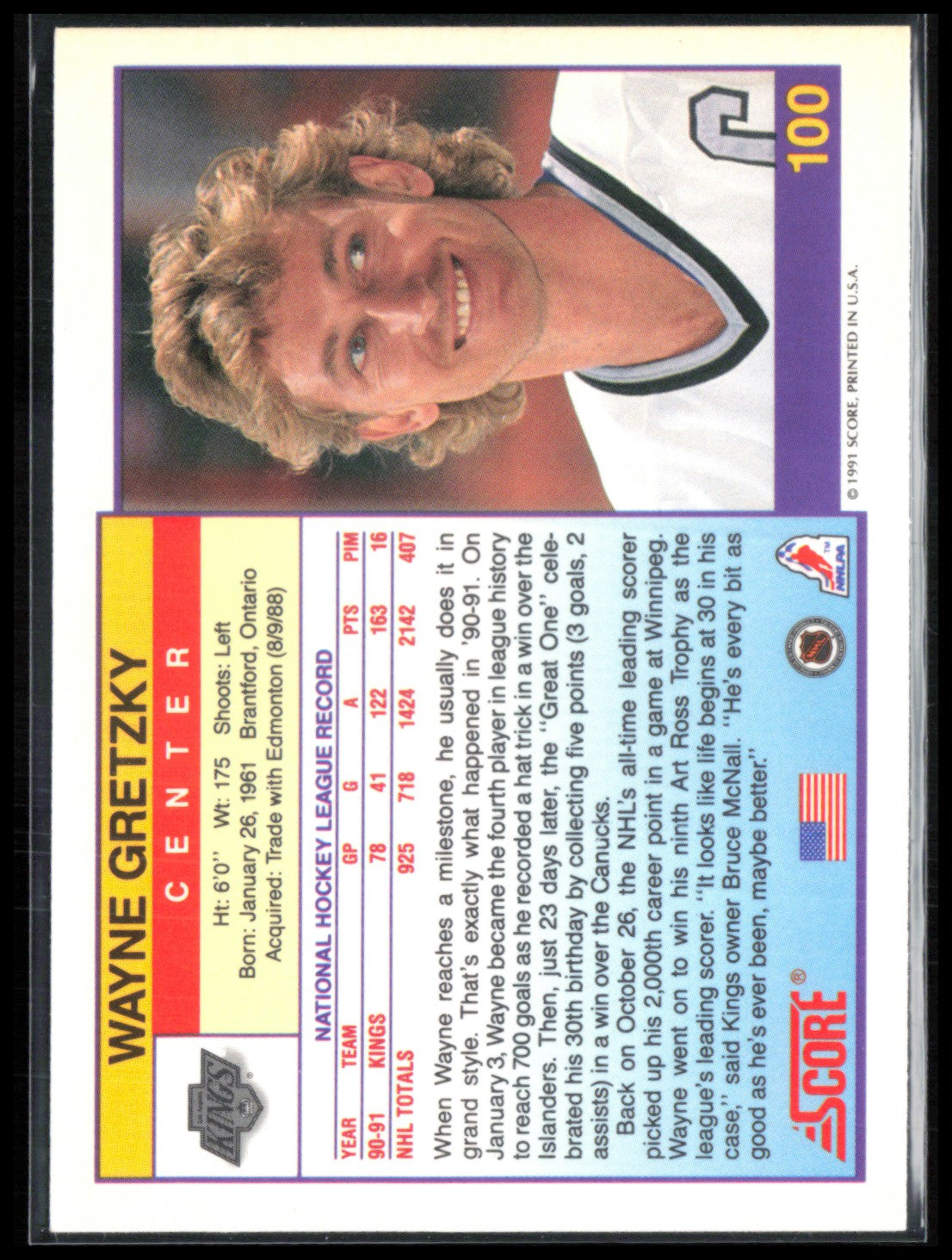 Wayne Gretzky 1991 Score