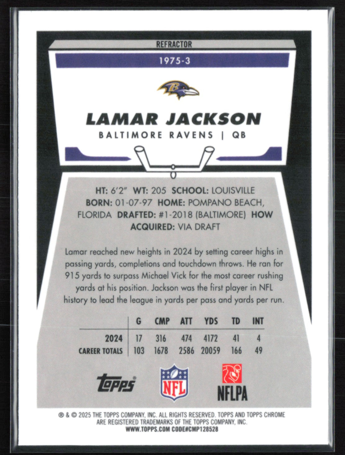 Lamar Jackson Refractor Retro