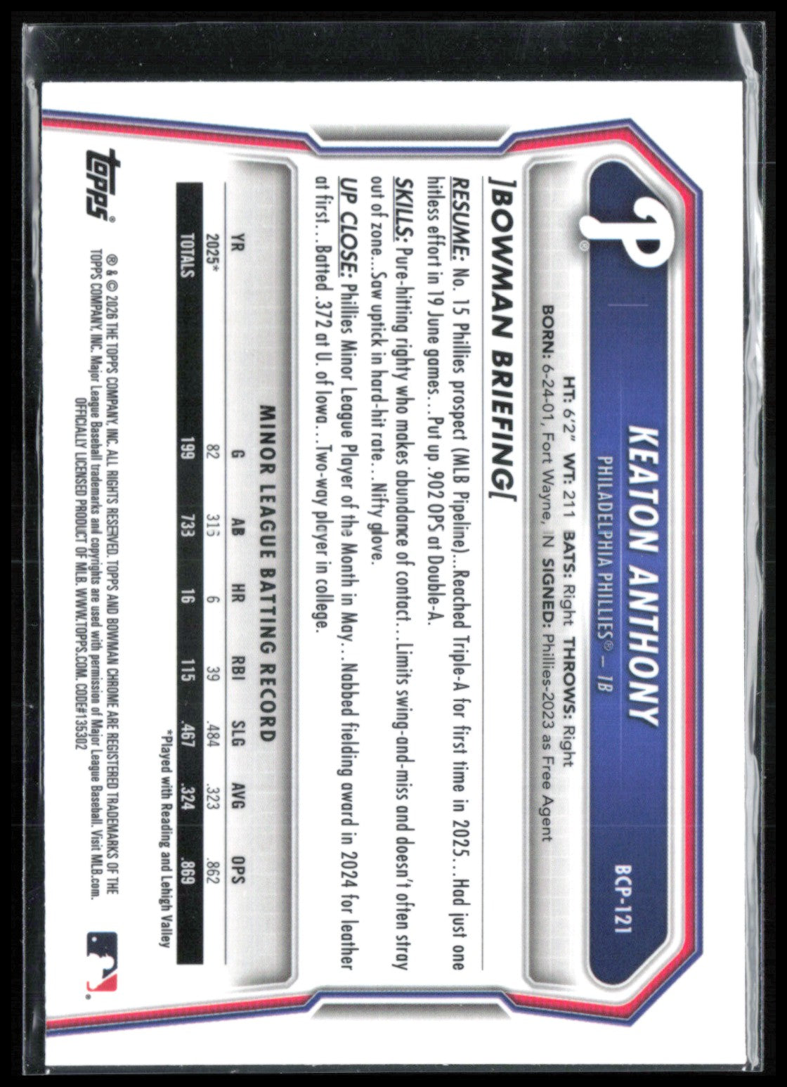 Keaton Anthony 1st Bowman Laser