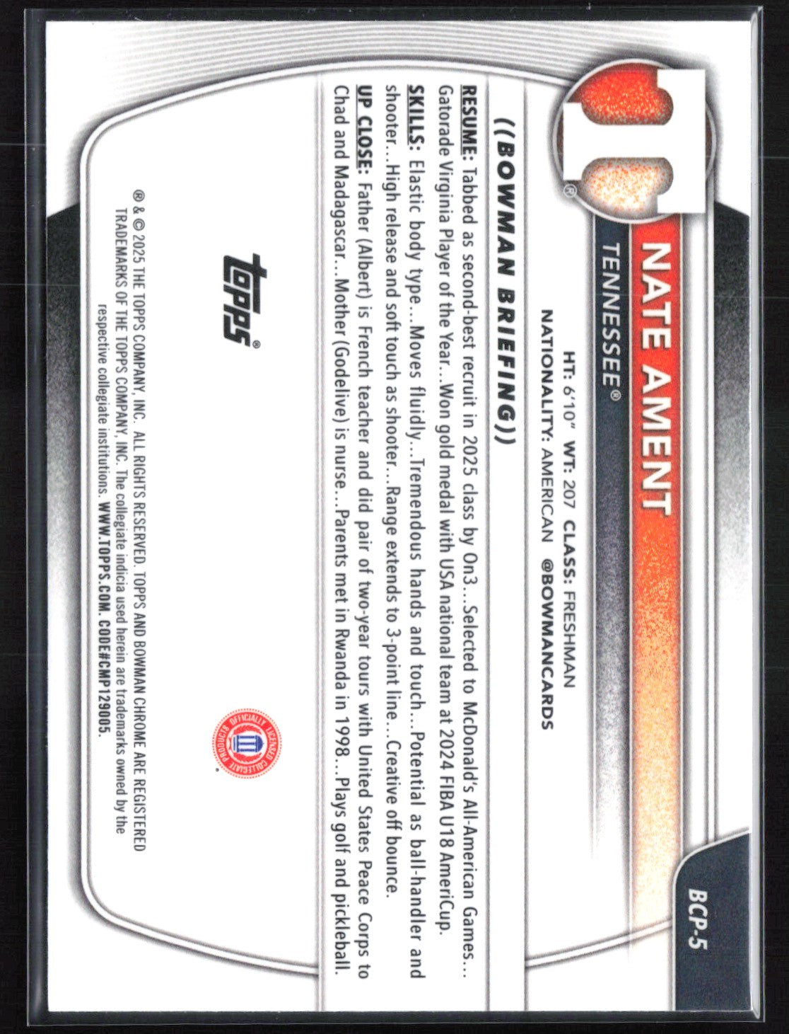 Nate Ament 1st Bowman Chrome