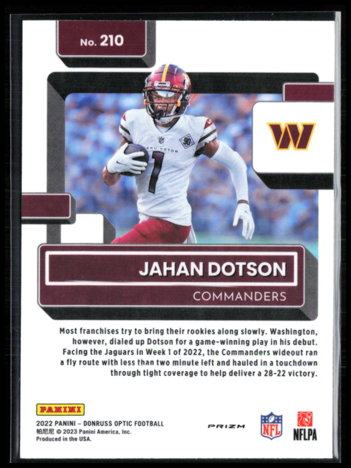 Jahan Dotson RC Holo