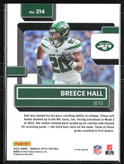 Breece Hall RC Red Hyper 2022 Optic Rated Rookie