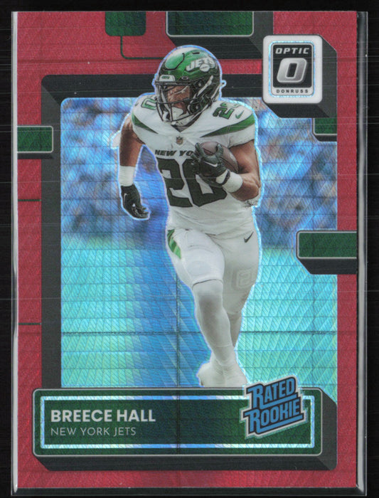 Breece Hall RC Red Hyper 2022 Optic Rated Rookie