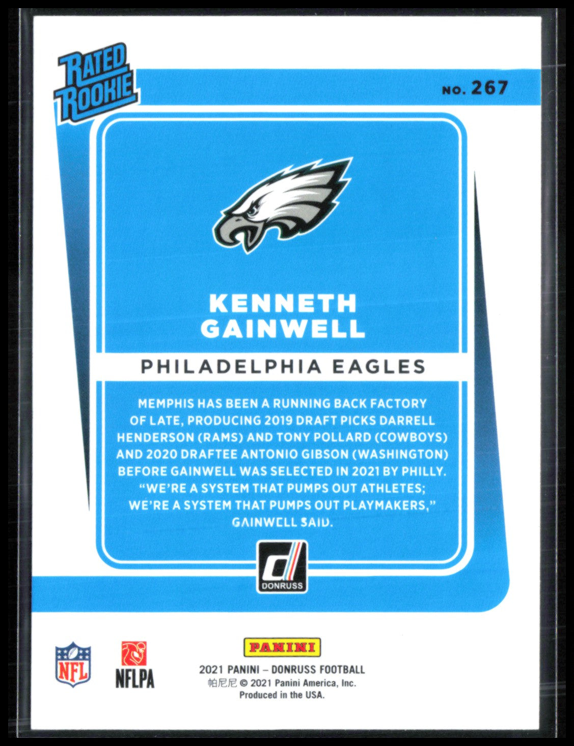 Kenneth Gainwell RC Blue Press Proof