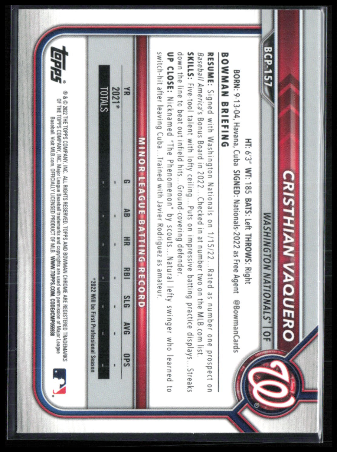 Cristhian Vaquero 1st Bowman Mojo