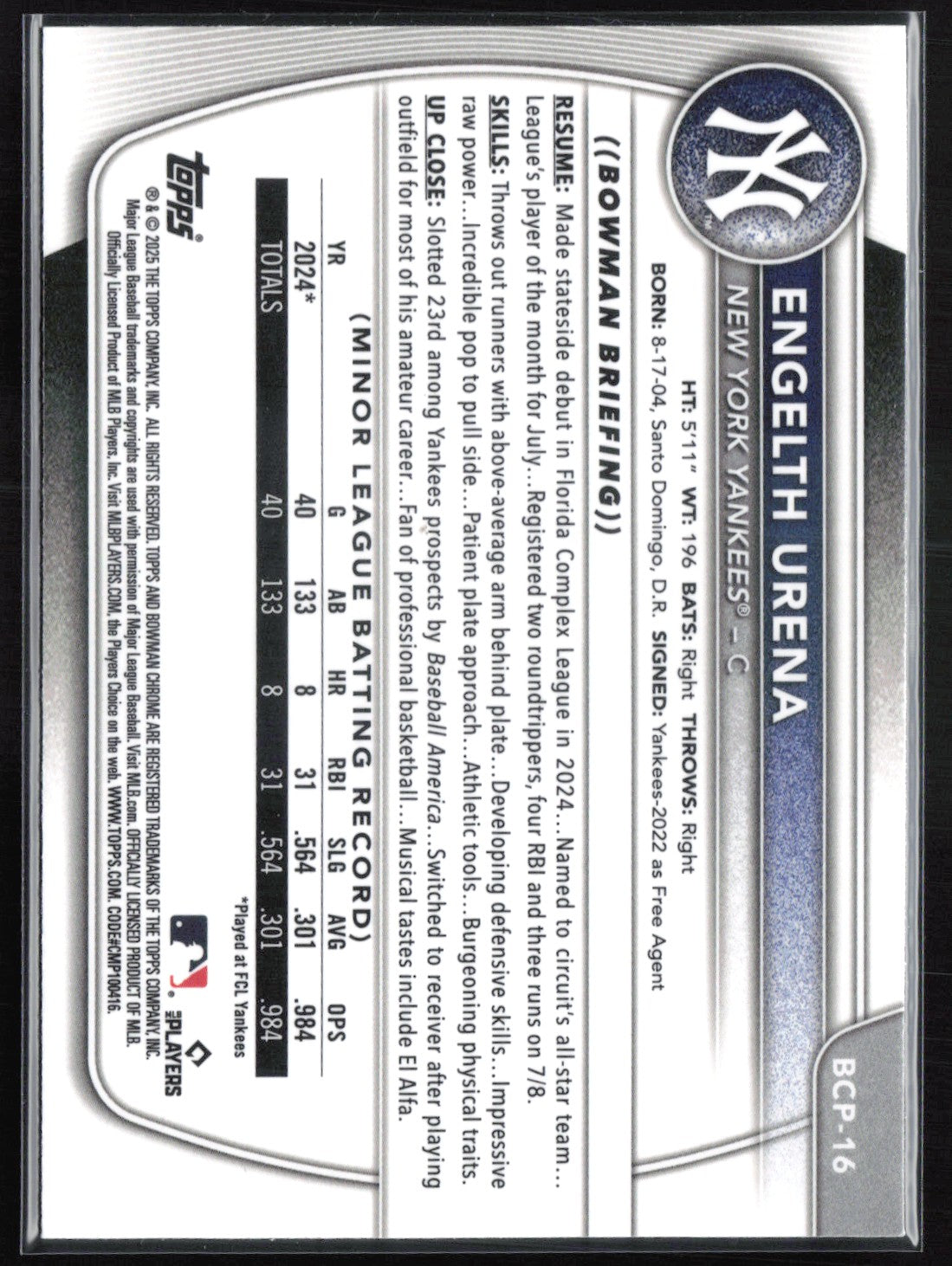 Engelth Urena 1st Bowman Chrome