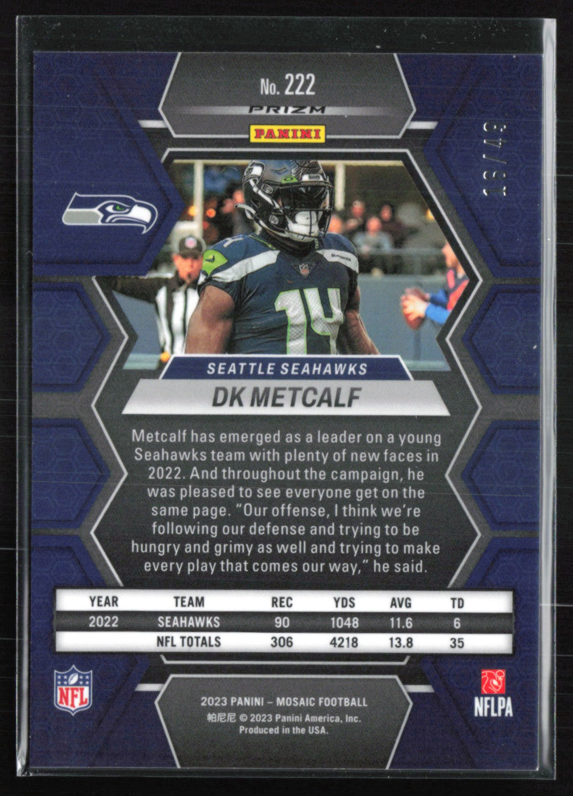 DK Metcalf Purple Mosaic /49 2023 Mosaic
