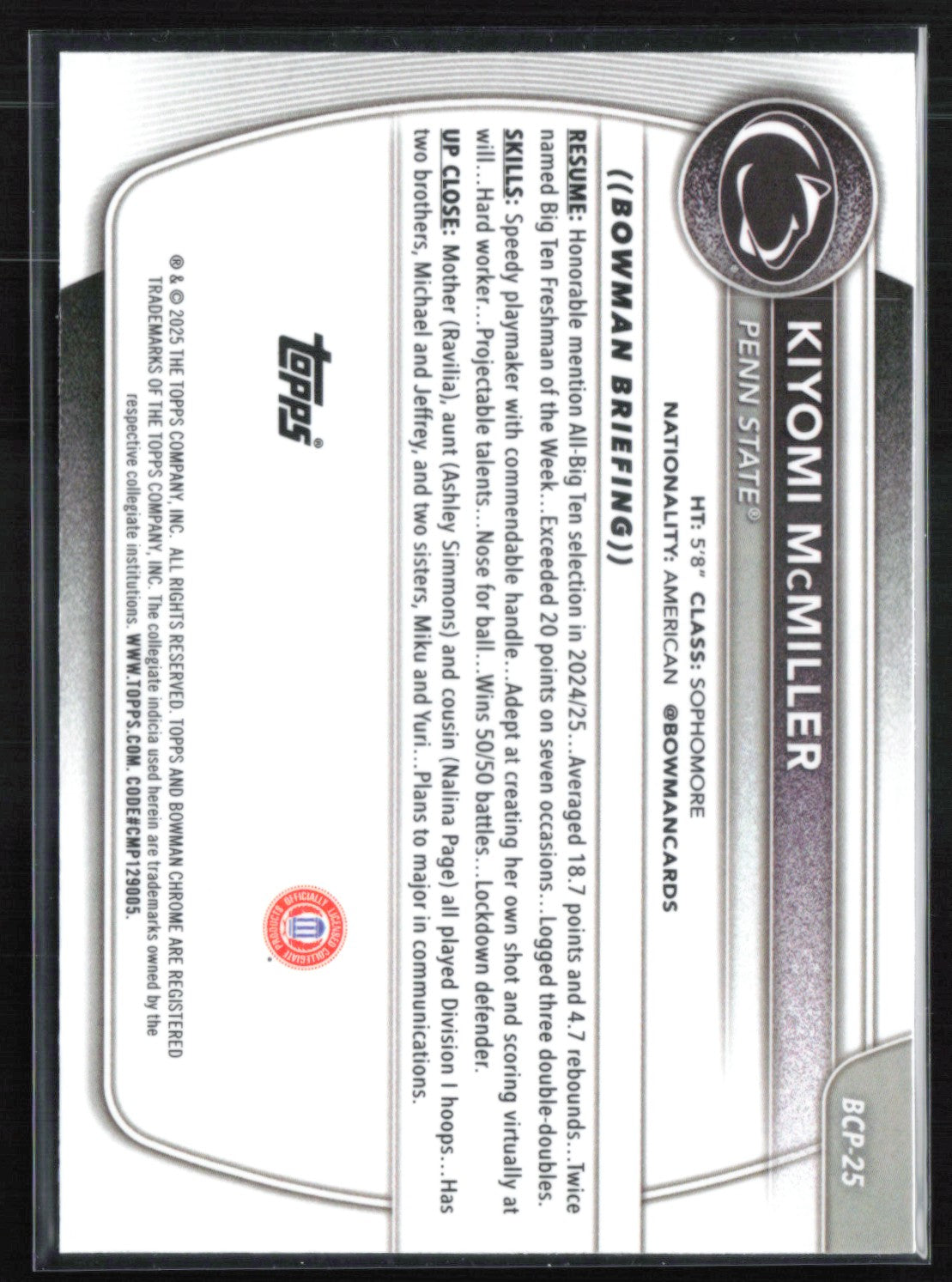 Kiyomi McMiller 1st Bowman Mojo