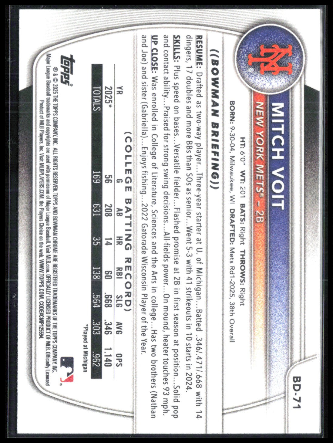 Mitch Voit 1st Bowman