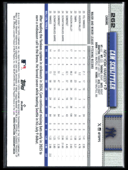 Cam Schlittler RC 2026 Topps Chrome