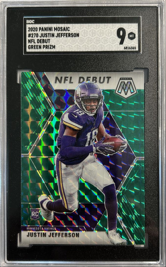 Justin Jefferson RC Debut Green Mosaic SGC 9