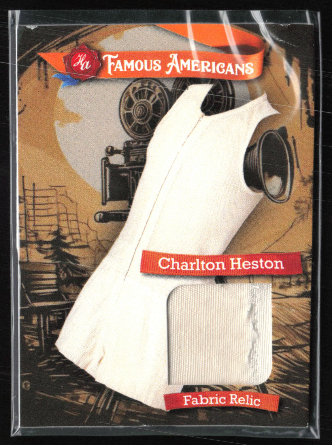 Charlton Heston Fabric Relic 2024 Famous Americans (Card shows heavy creasing)