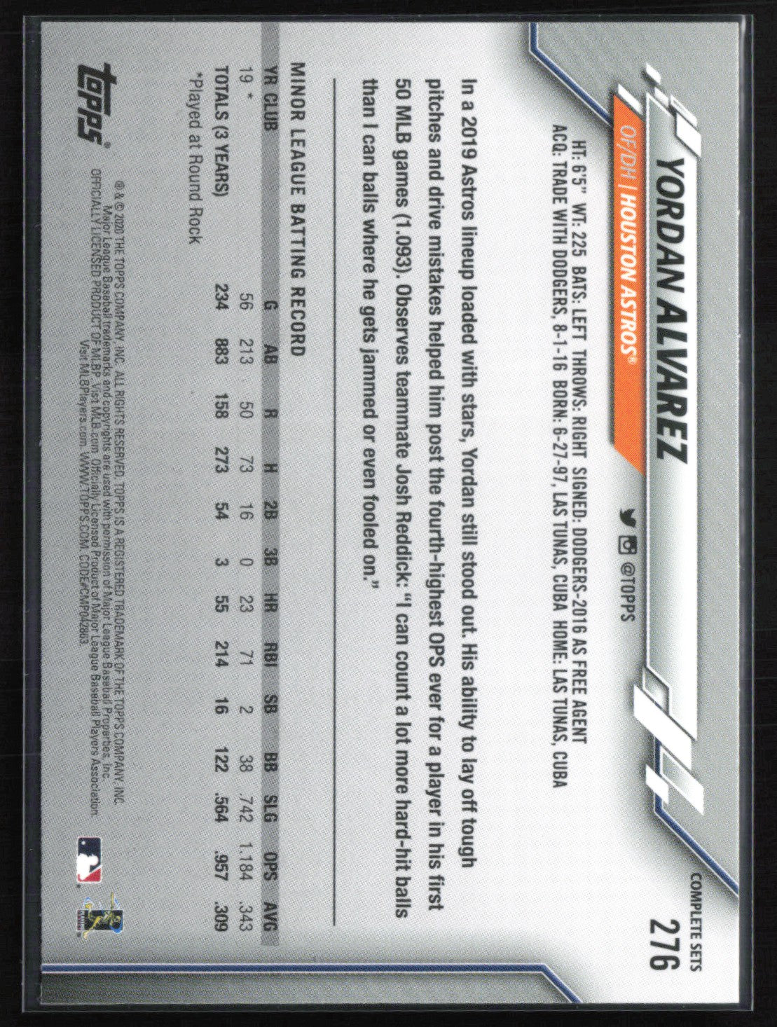 Yordan Alvarez RC Rookie Cup