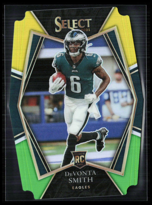 DeVonta Smith RC Yellow Green Die-Cut