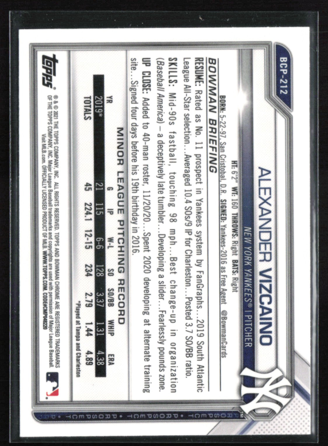 Alexander Vizcaino 1st Bowman Mojo