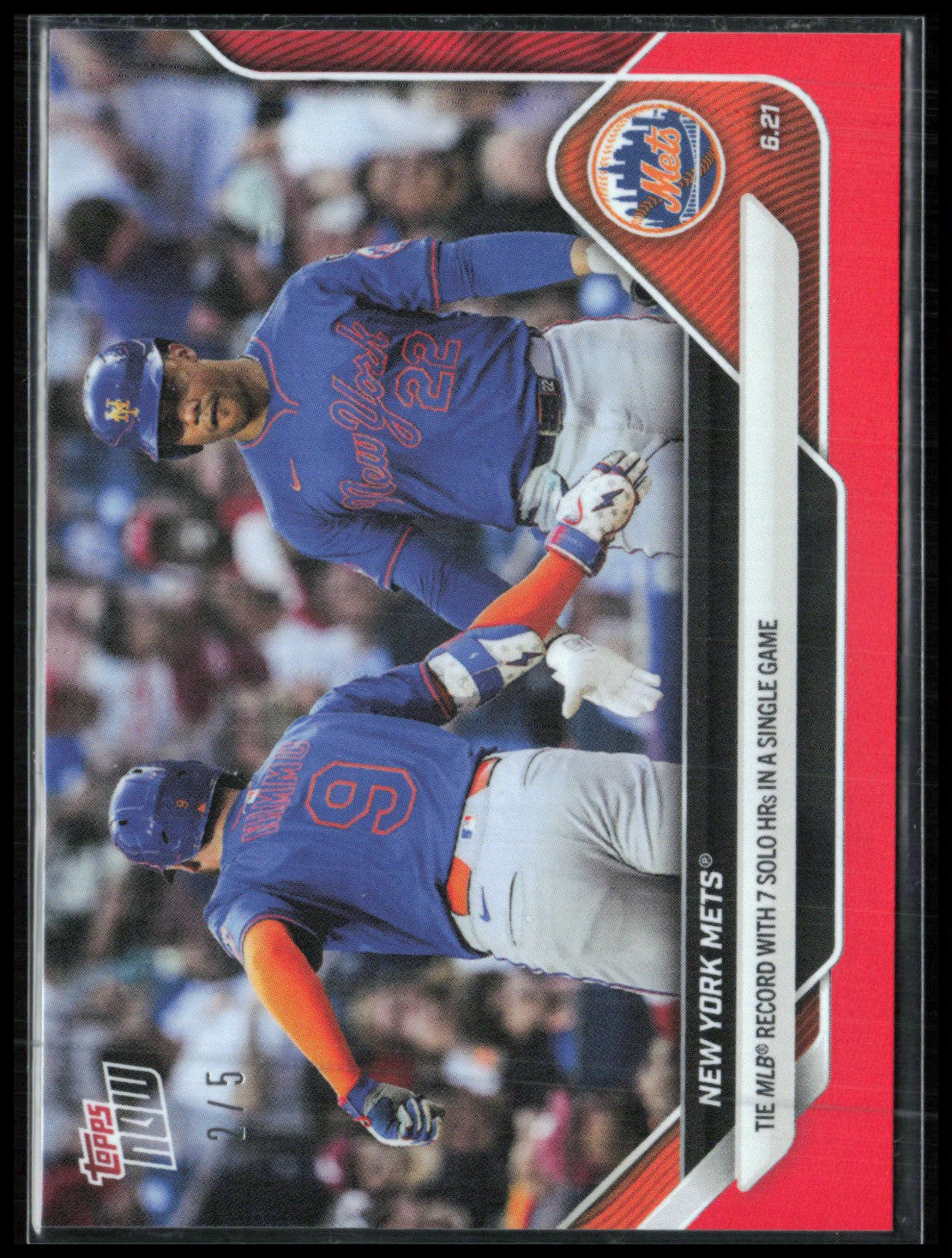 New York Mets Red /5 2025 Topps Now #333 Tie MLB Record with 7 Solo HRs