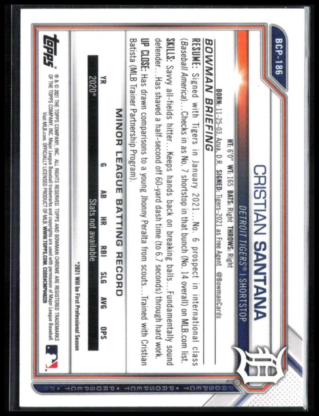 Cristian Santana 1st Bowman Mojo