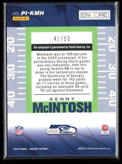 Kenny McIntosh Auto /50 Pinnacle Inscriptions