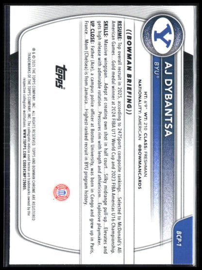 AJ Dybantsa 1st Bowman Chrome U