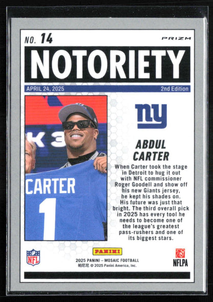 Abdul Carter RC Notoriety Orange Mosaic