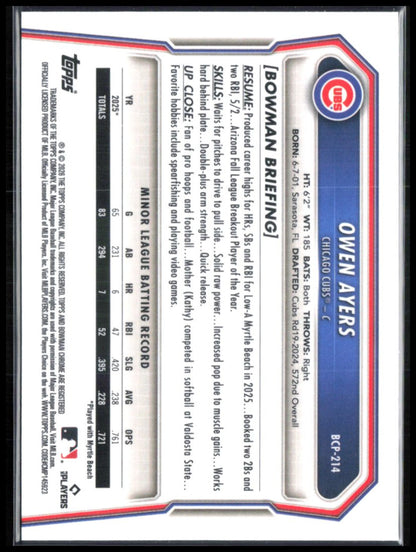 Owen Ayers 1st Bowman Chrome