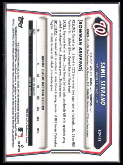 Samil Serrano 1st Bowman Chrome