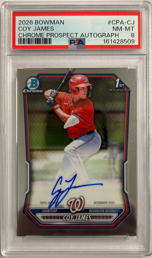 Coy James 1st Bowman Auto PSA 8