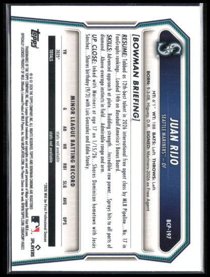 Juan Rijo 1st Bowman Chrome