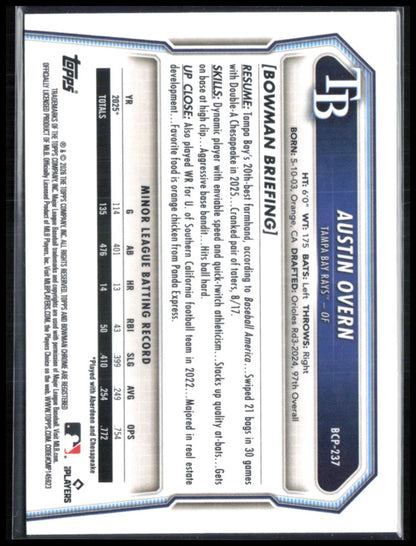 Austin Overn 1st Bowman Chrome