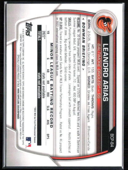 Leandro Arias 1st Bowman Purple /250