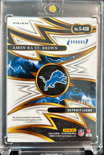 Amon-Ra St. Brown Relic Gold Mojo /10 2024 Panini Select Sparks