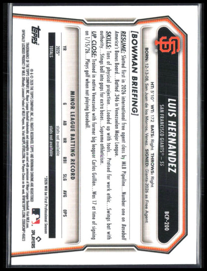 Luis Hernandez 1st Bowman Chrome
