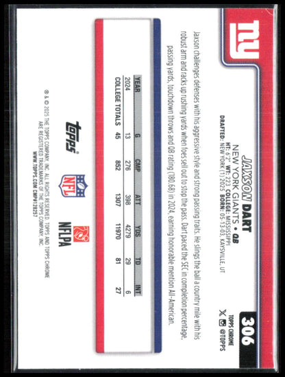 Jaxson Dart RC Topps Chrome