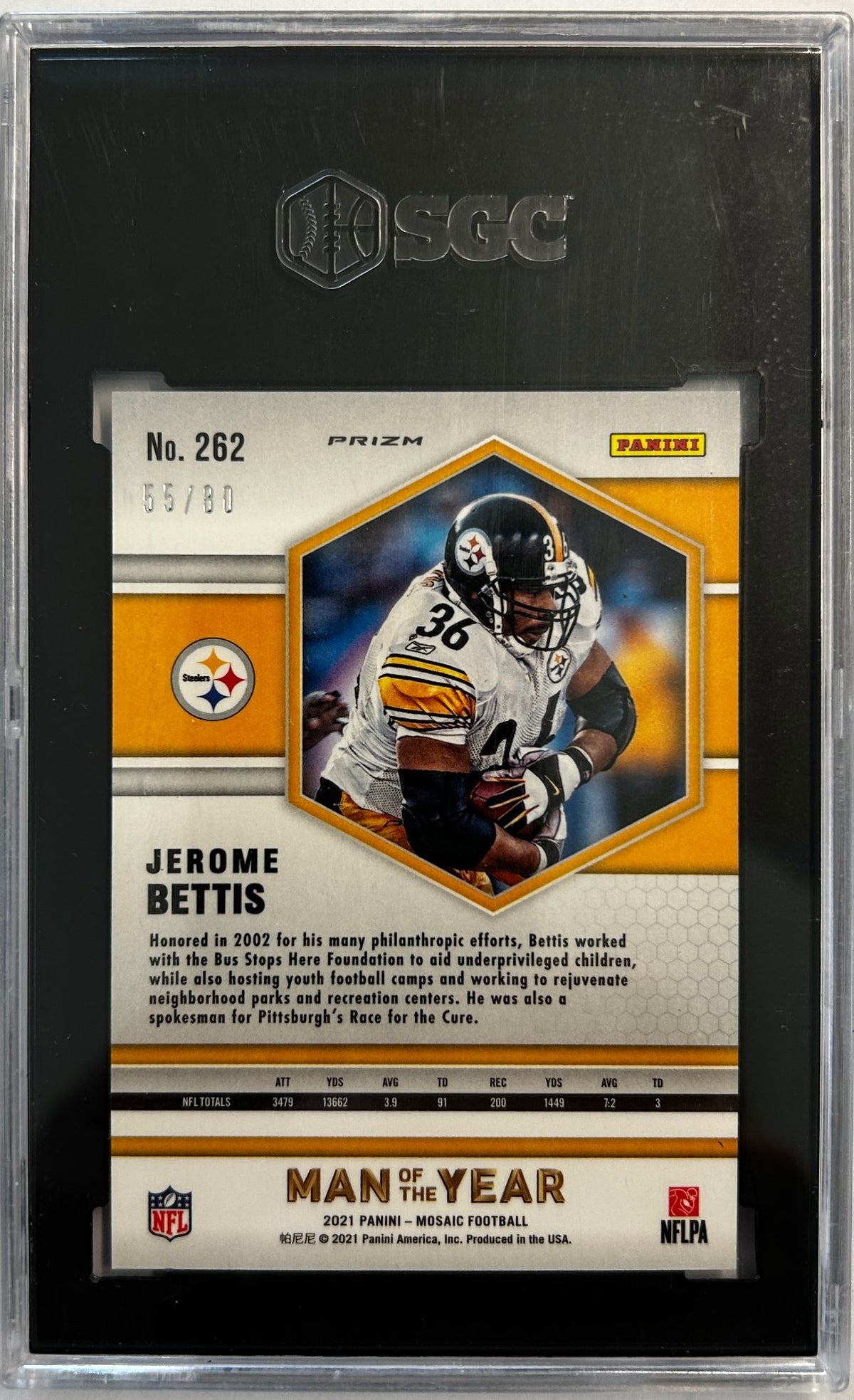 Jerome Bettis 2021 Panini Mosaic Choice Fusion /80 SGC 9.5