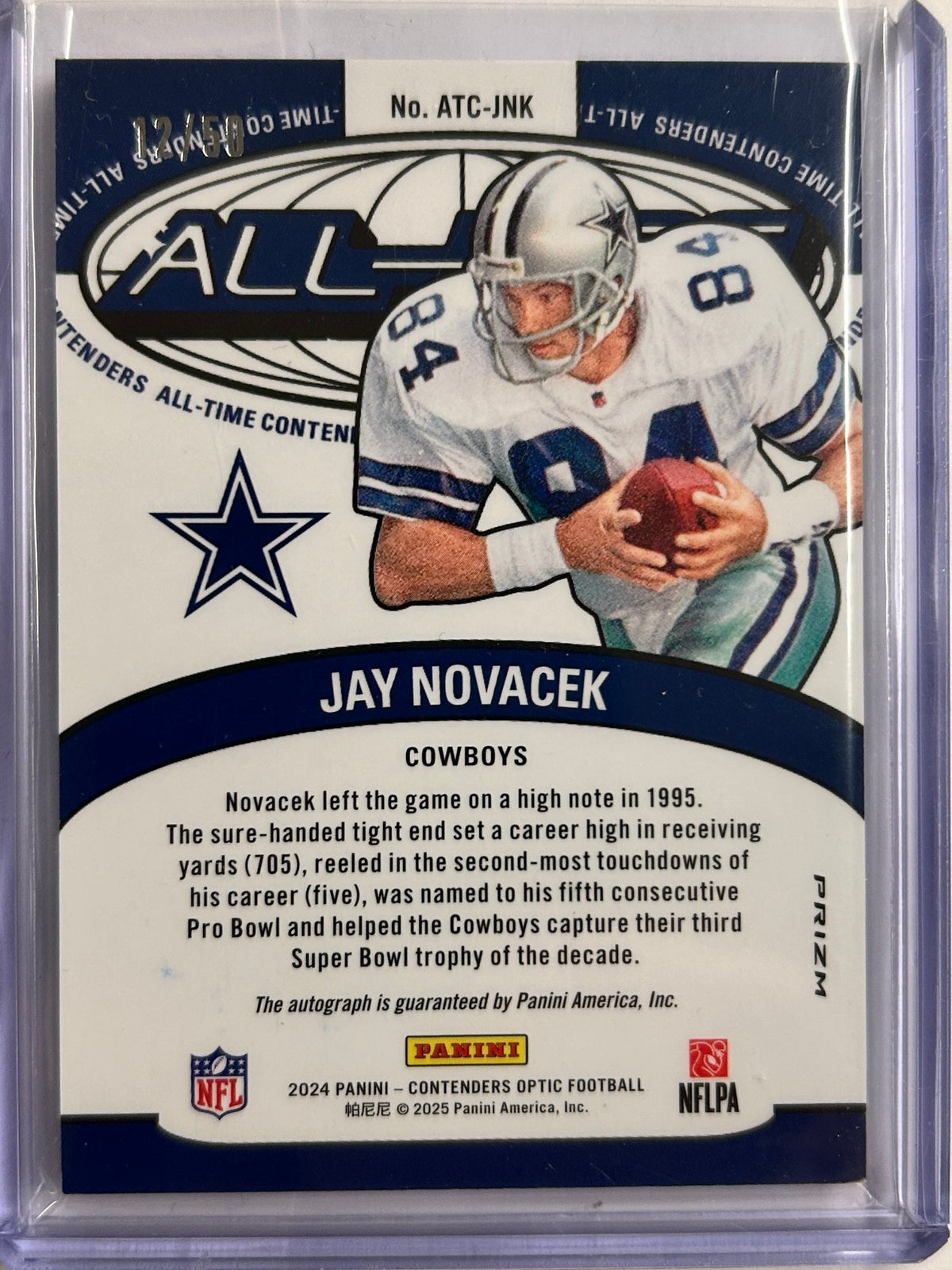 Jay Novacek Auto /50 2024 Contenders Optic Football