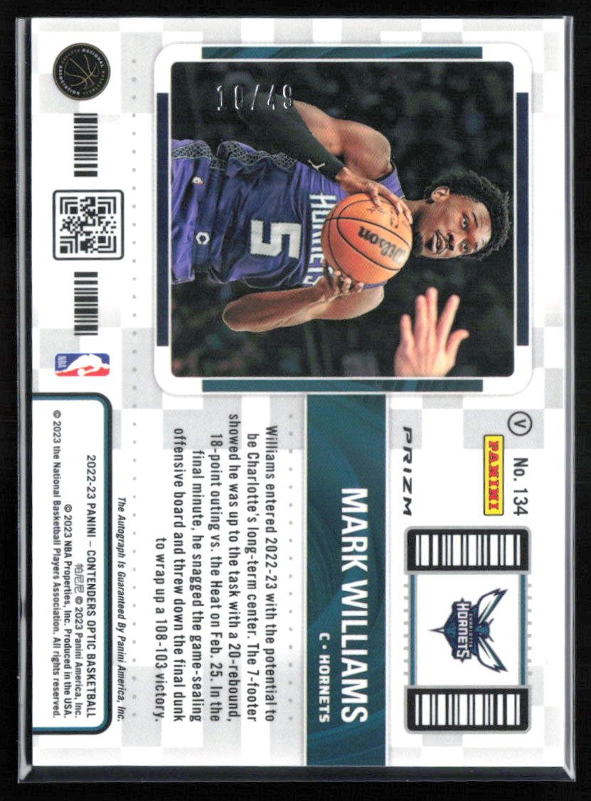 Mark Williams Auto Blue /49 Rookie Ticket Holo