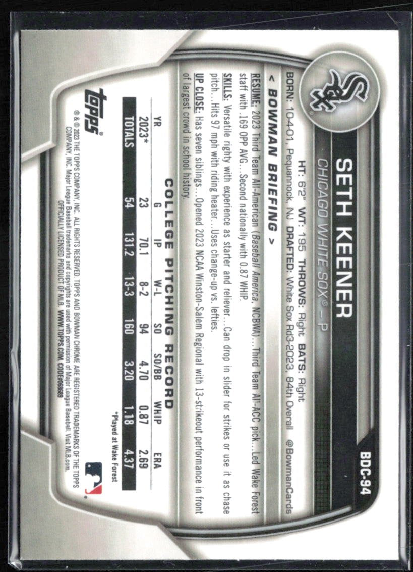 Seth Keener Chrome 1st Bowman Purple /250