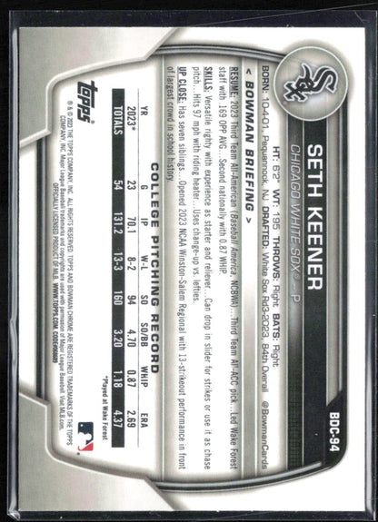 Seth Keener Chrome 1st Bowman Purple /250