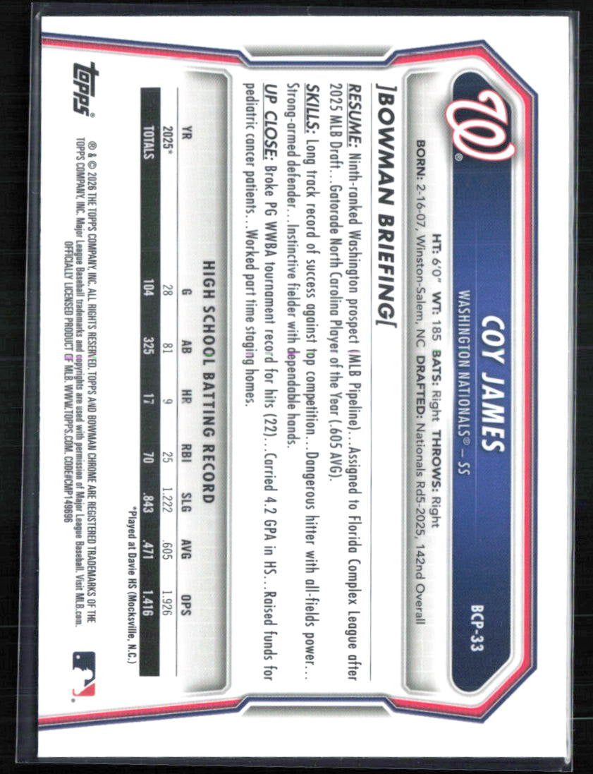 Coy James 1st Bowman Mojo