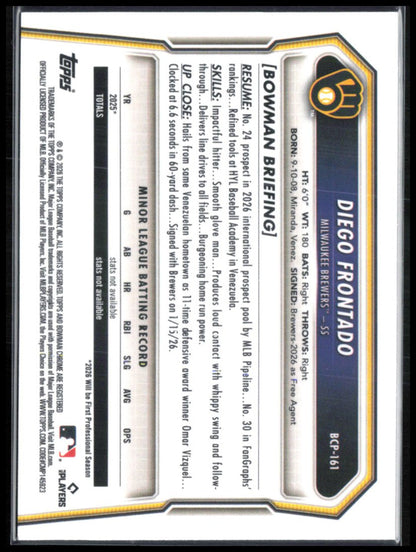 Diego Frontado 1st Bowman Chrome