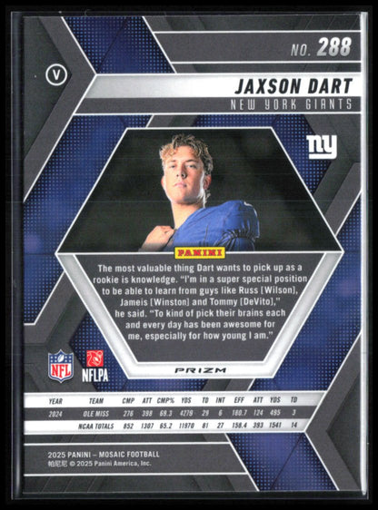 Jaxson Dart RC Disco 2025 Panini Mosaic