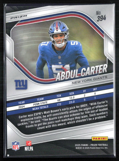 Abdul Carter RC Silver Prizm